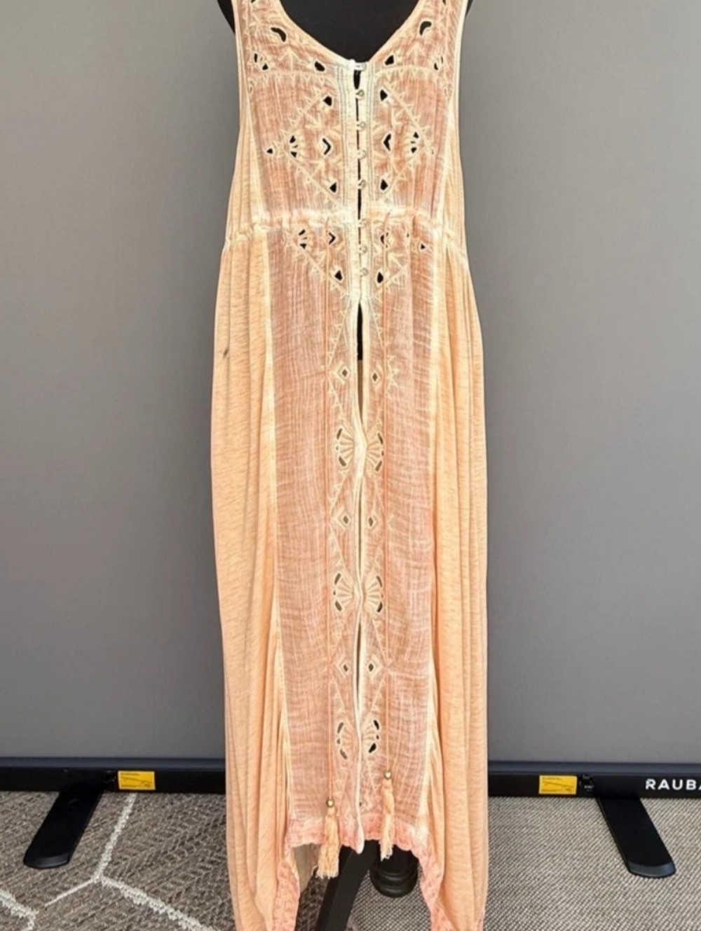 Free People Peach Open Front Cover Up/Duster Size M